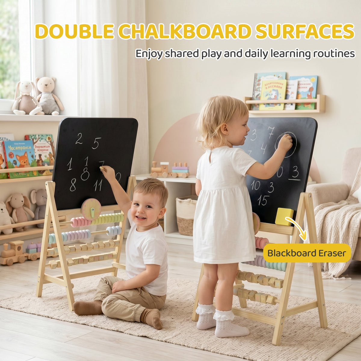 Chevalet d art pour enfants en bois double face