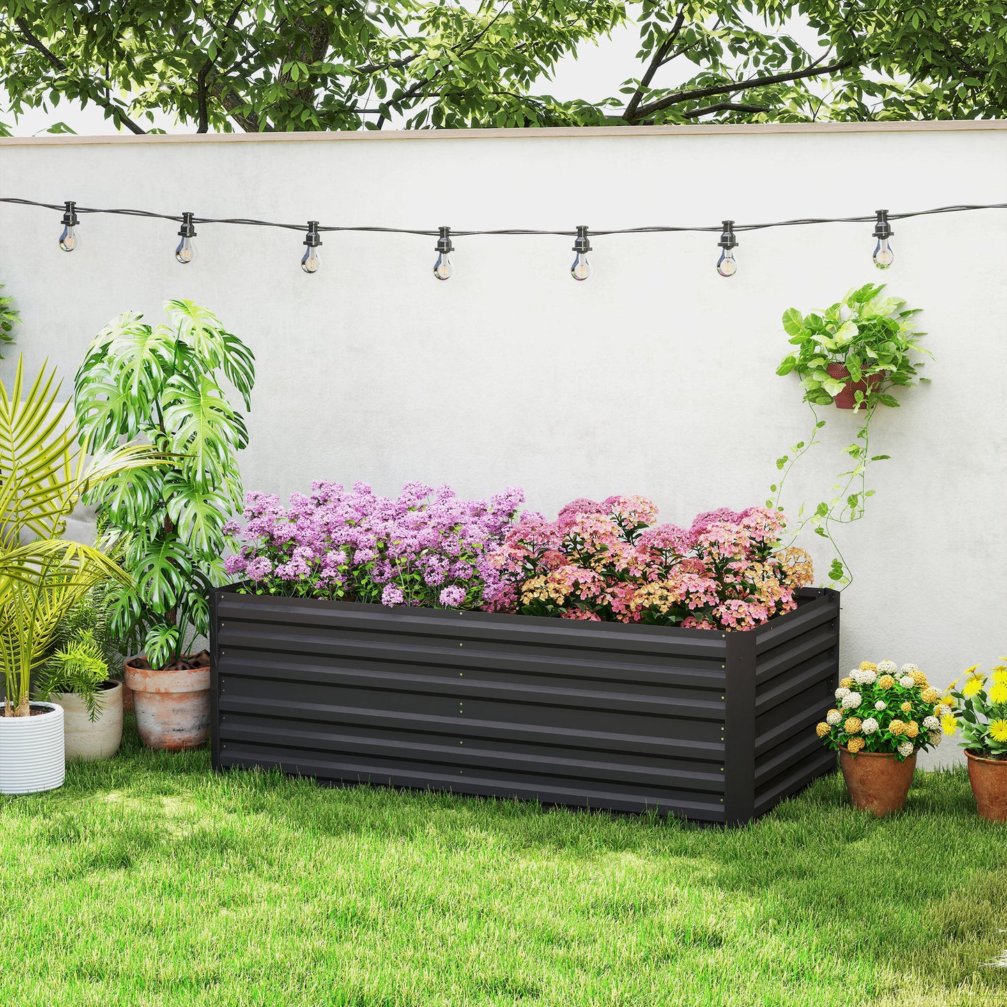 Jardinière surélevée acier galvanisé avec tiges renforcées 180cm