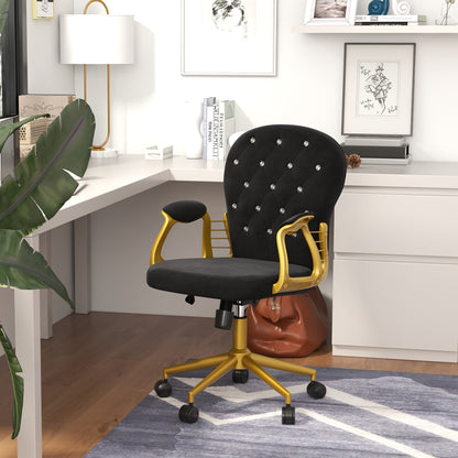 Chaise de bureau capitonnée cuir synthétique cristaux décoratifs
