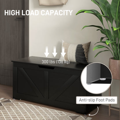 Coffre de rangement spacieux avec charnières sécurisées 100 cm — Grain de bois noir