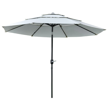 Parasol de patio 3 niveaux à manivelle 274 cm