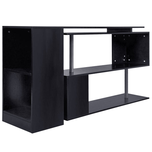 Bureau d'angle rotatif 360° avec étagères 3 niveaux