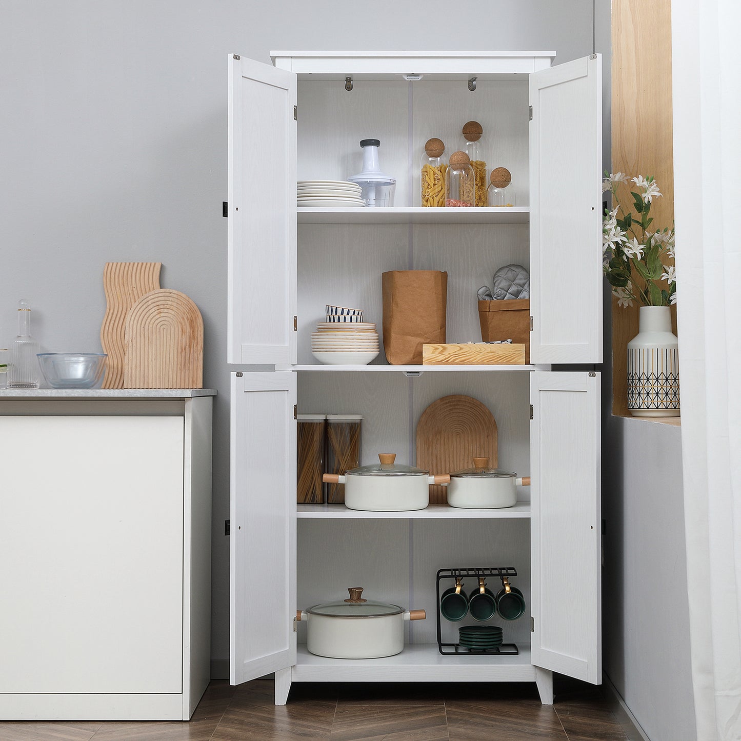 Armoire-garde-manger haute style grange 4 portes