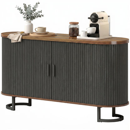 Buffet bahut à portes coulissantes cannelées 140 cm