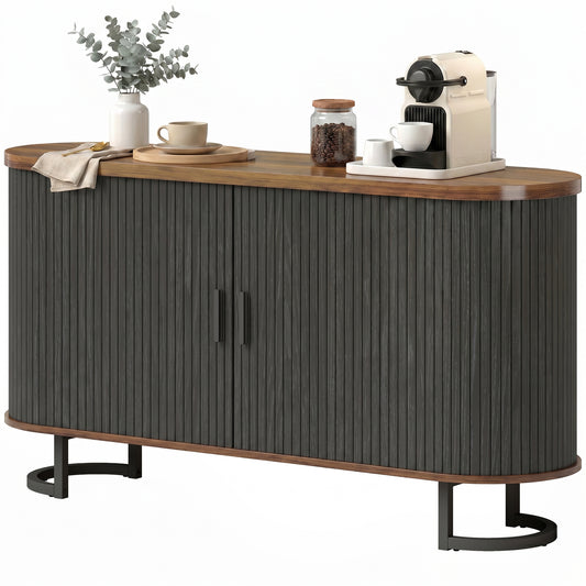 Buffet bahut à portes coulissantes cannelées 140 cm