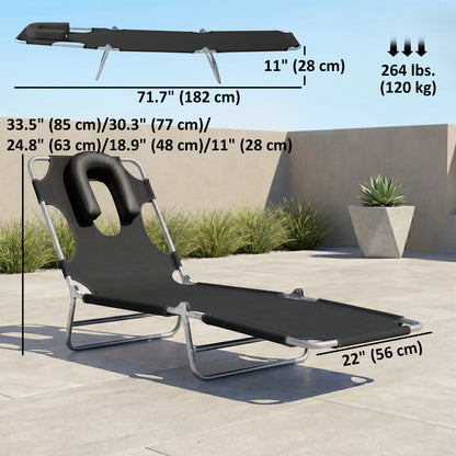 Chaise longue pliante avec trou facial 5 positions