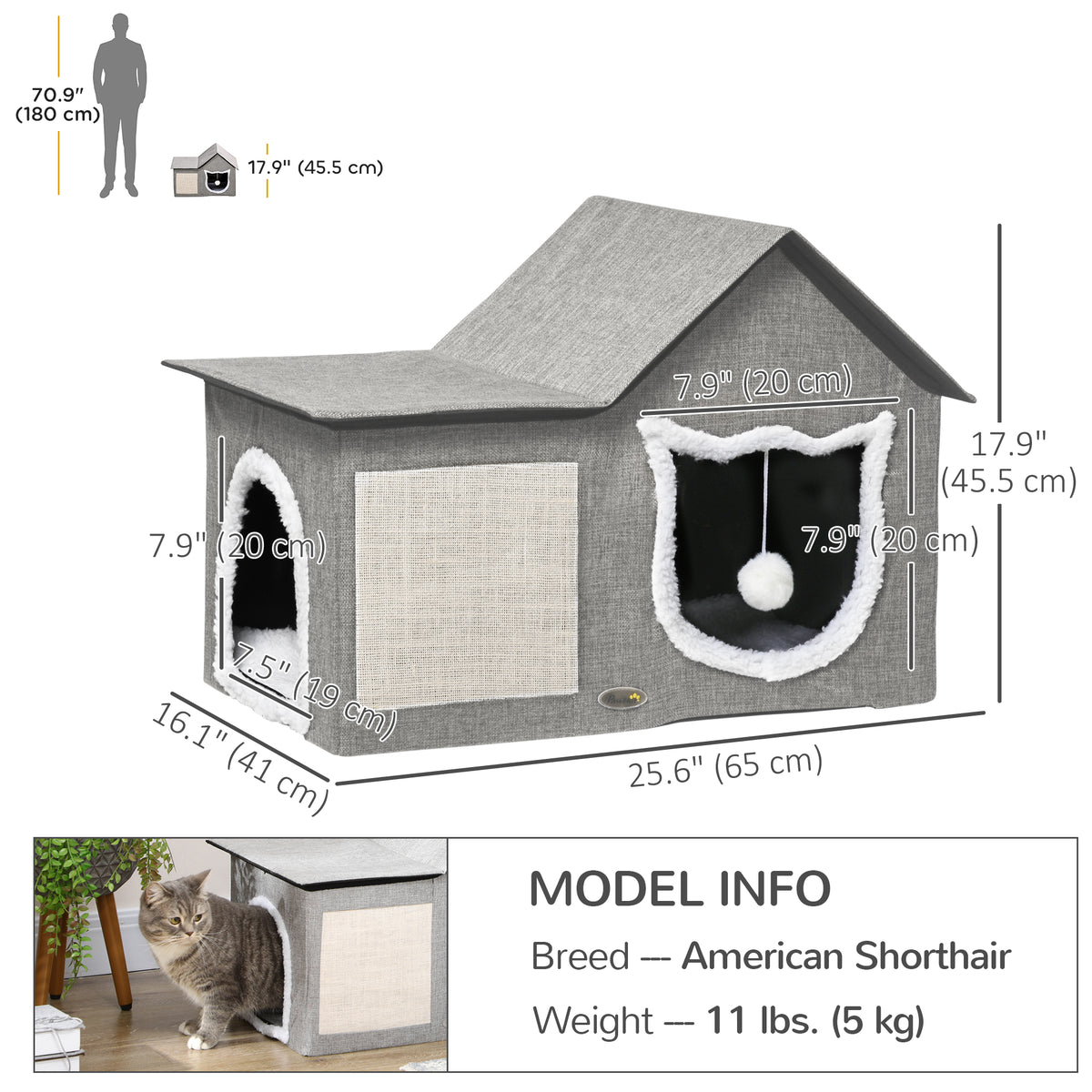 Lit cabane pour chat multi-fonctions