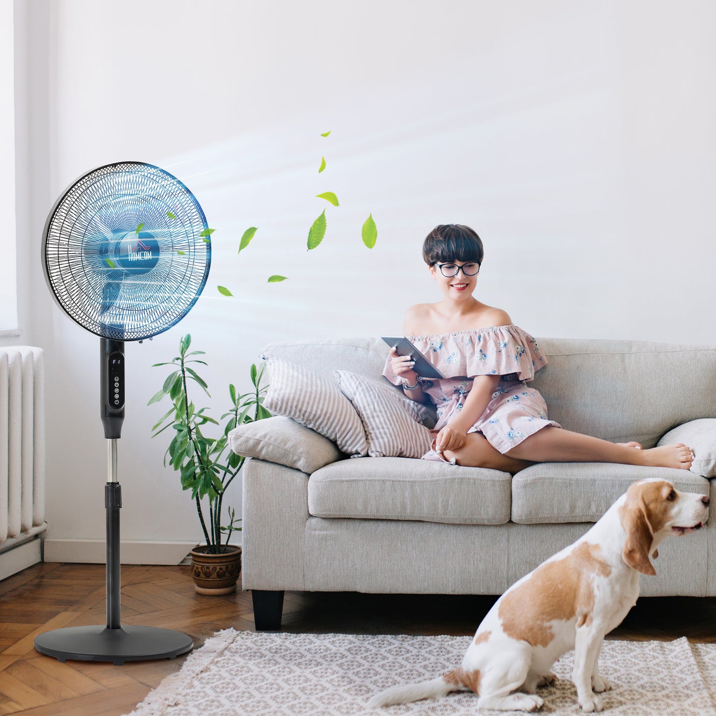 Ventilateur sur pied avec télécommande et minuterie