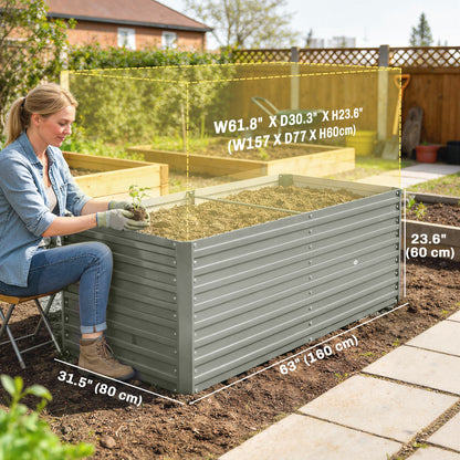 Bac jardinage surélevé galvanisé extra profond 152x91x60cm