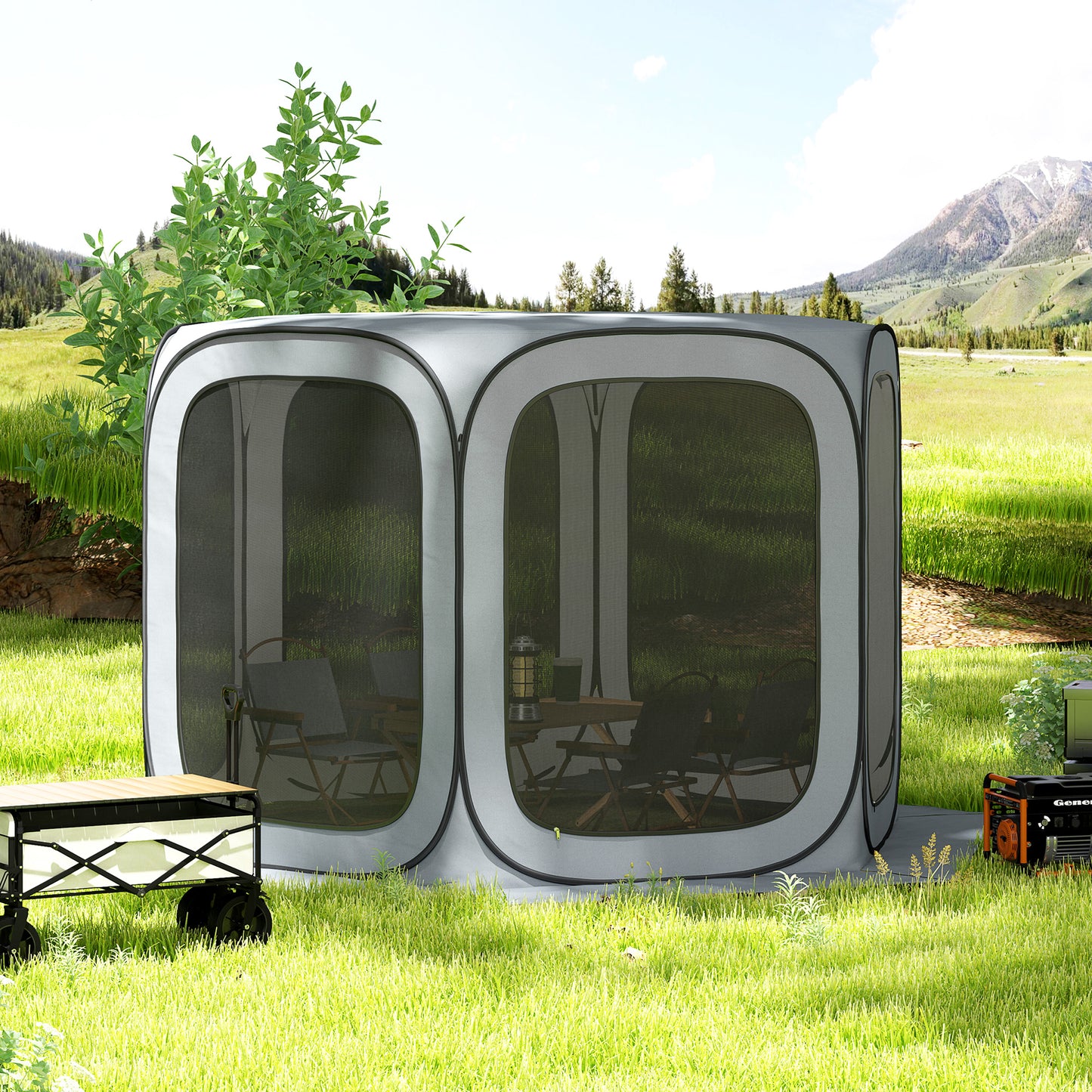 Tente-gazebo moustiquaire escamotable 335 x 335 cm