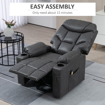 Fauteuil releveur électrique en similicuir avec porte-gobelets