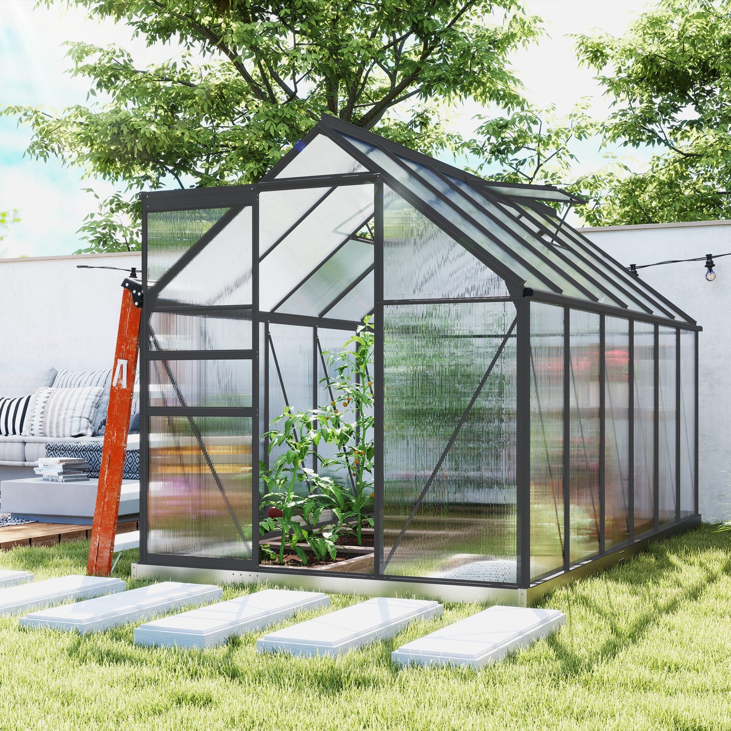 Serre de jardin polycarbonate 183 x 366 x 198 cm