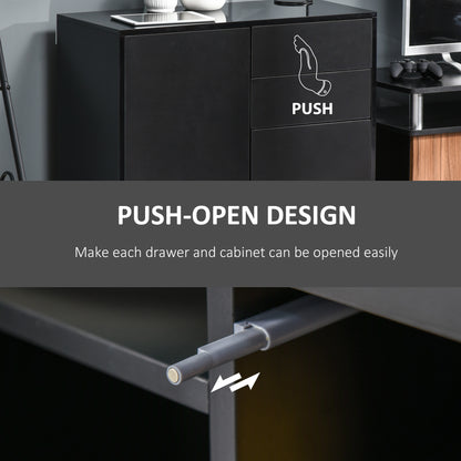 Buffet laqué avec tiroirs et portes push-open
