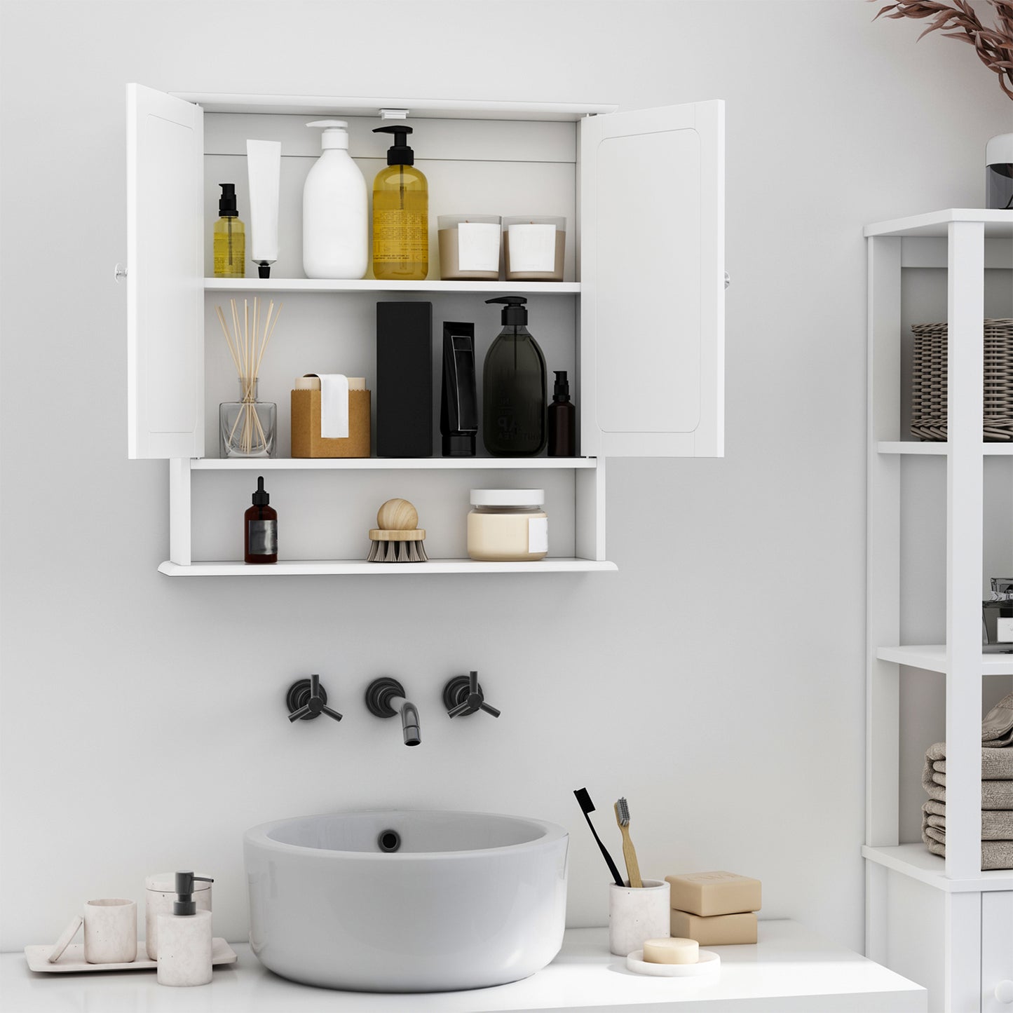 Armoire miroir murale salle bain portes doubles