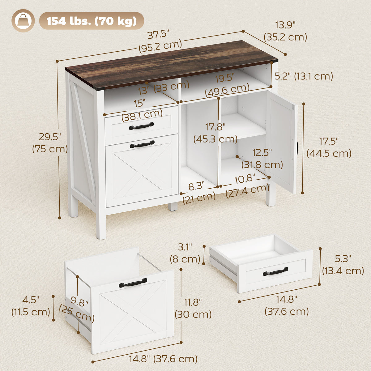 Classeur latéral de bureau style rustique