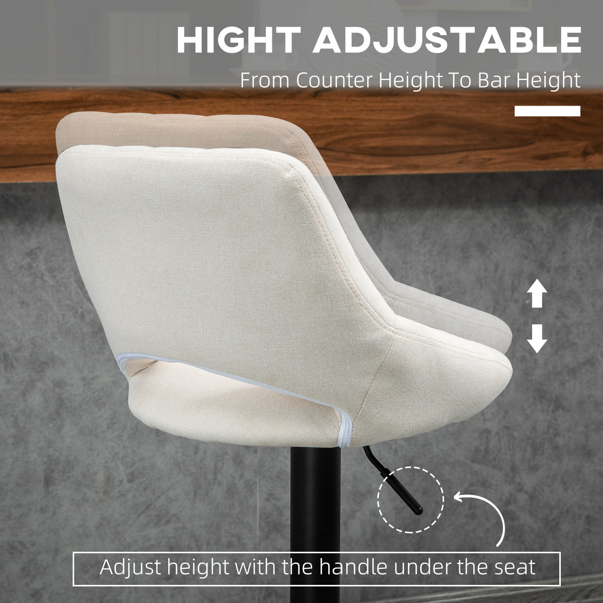 Tabourets de bar pivotants ajustables en lin — Ensemble de 2