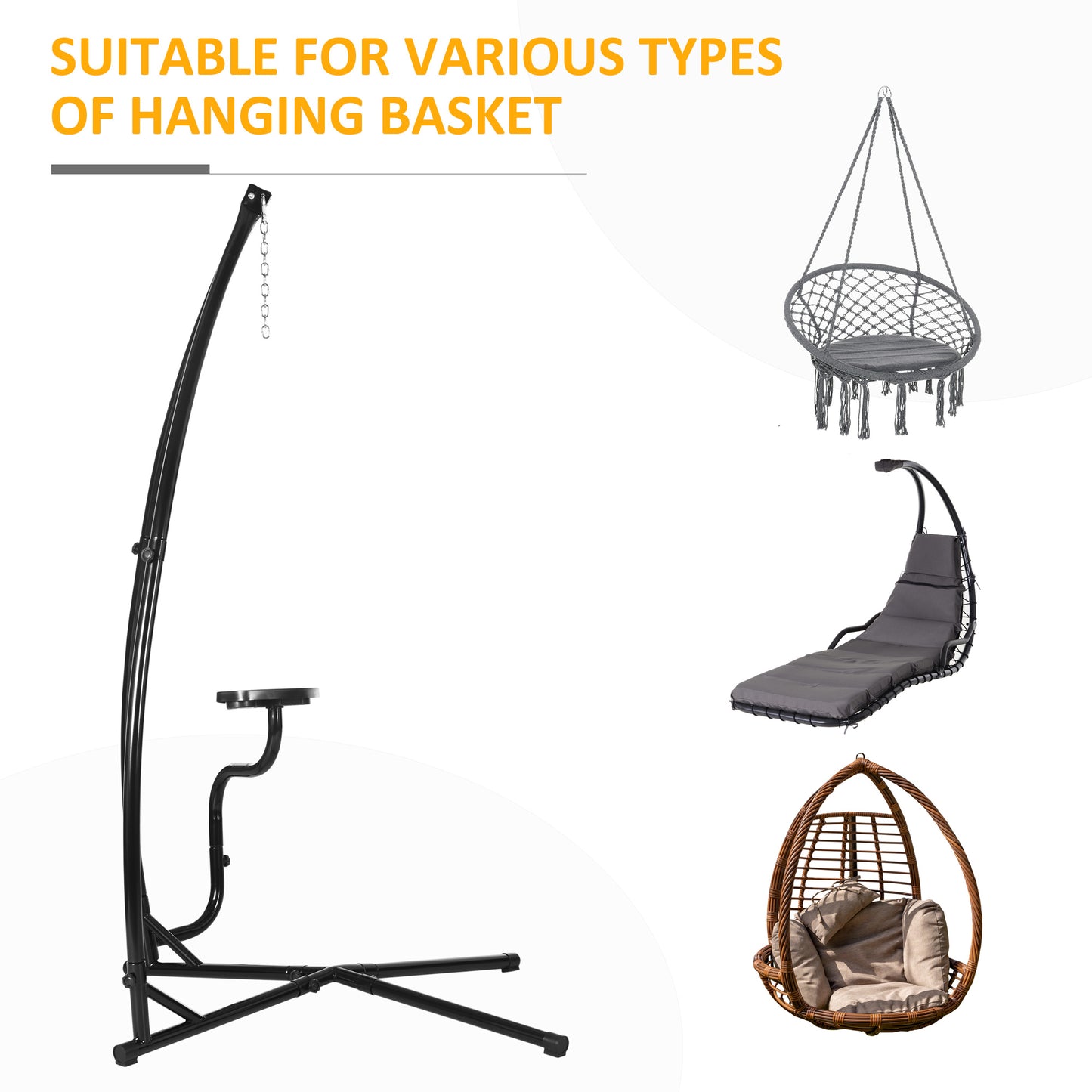Support en C pour chaise hamac avec tablette