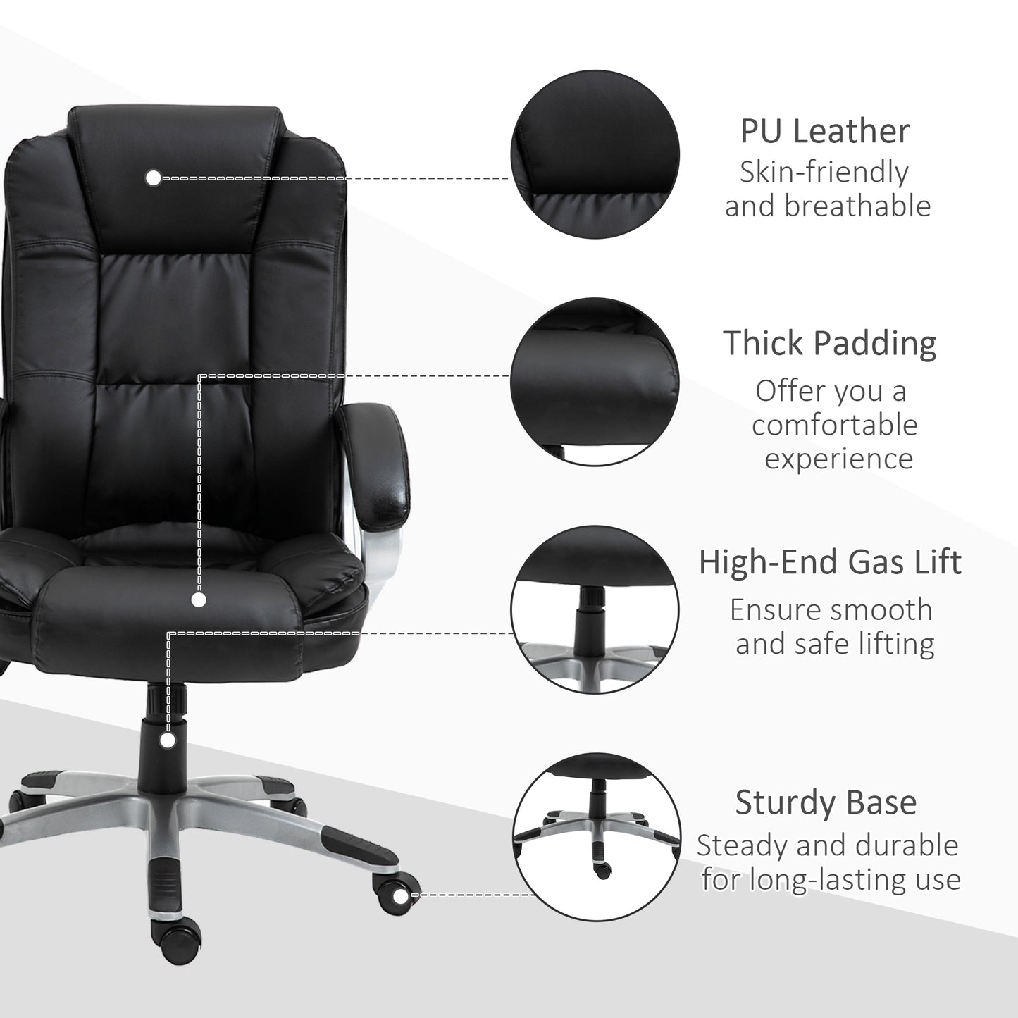 Chaise de bureau exécutive dossier haut pivotante en similicuir