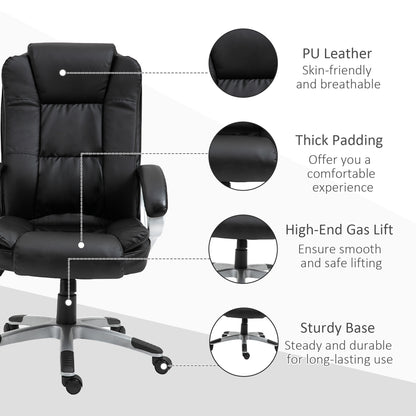 Chaise de bureau exécutive dossier haut pivotante en similicuir