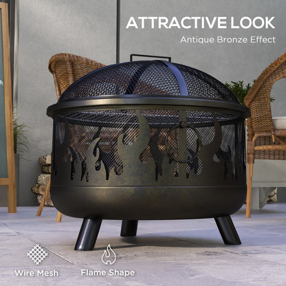 Foyer extérieur rond 60 cm avec couvercle et grille