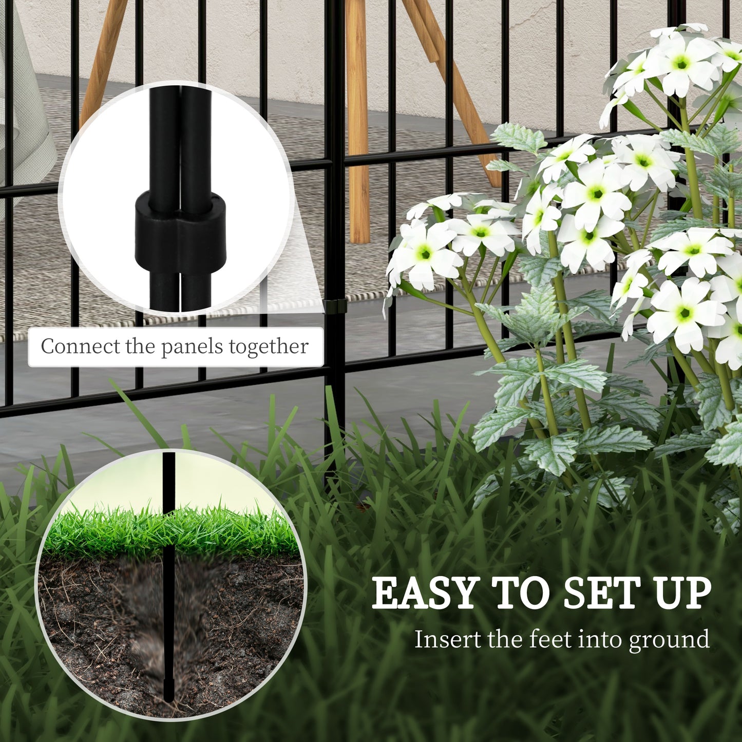 Clôture décorative de jardin 8 panneaux grille métal
