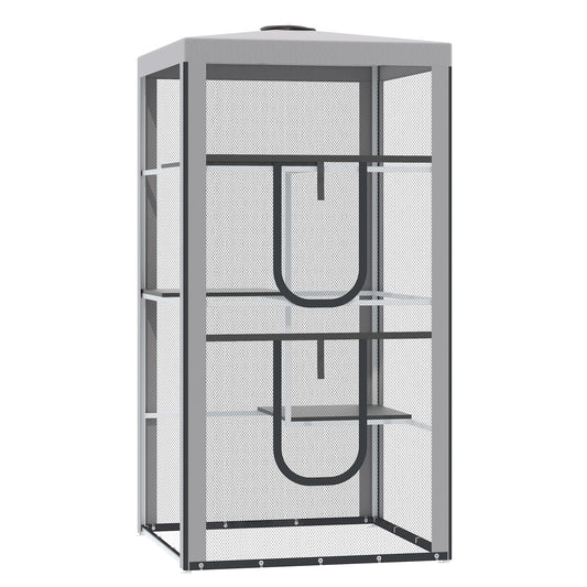 Aosom Enclos Chat Extérieur 79" 3 Plateformes Cage Chaton Maison