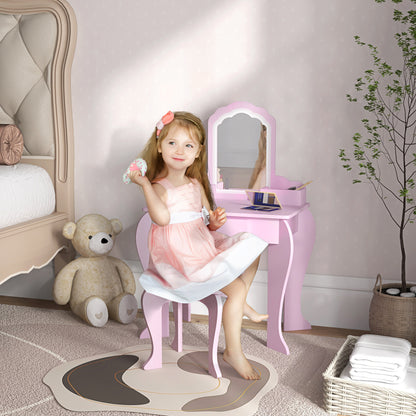 Coiffeuse enfant avec miroir et tabouret design nuage