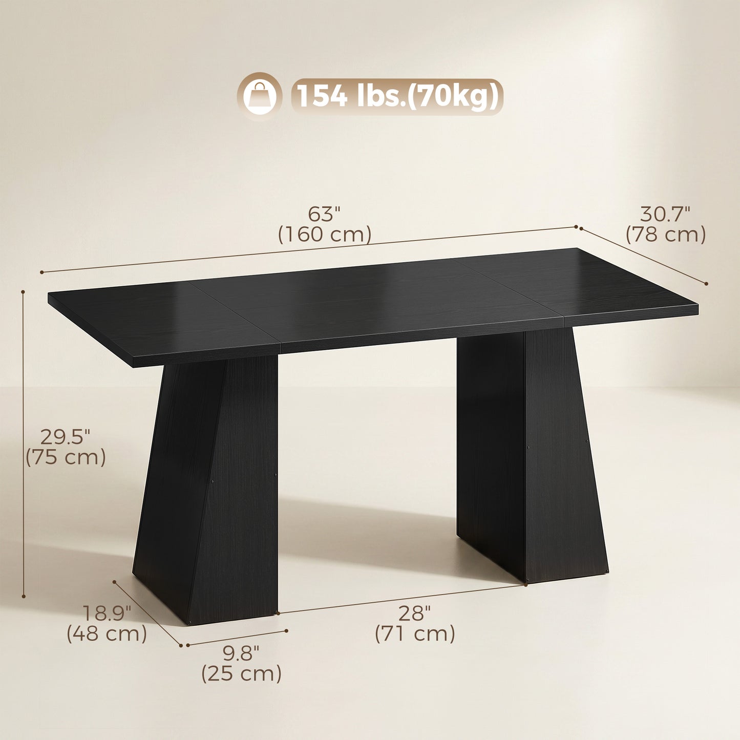 Bureau d'ordinateur à base trapézoïdale 160 cm