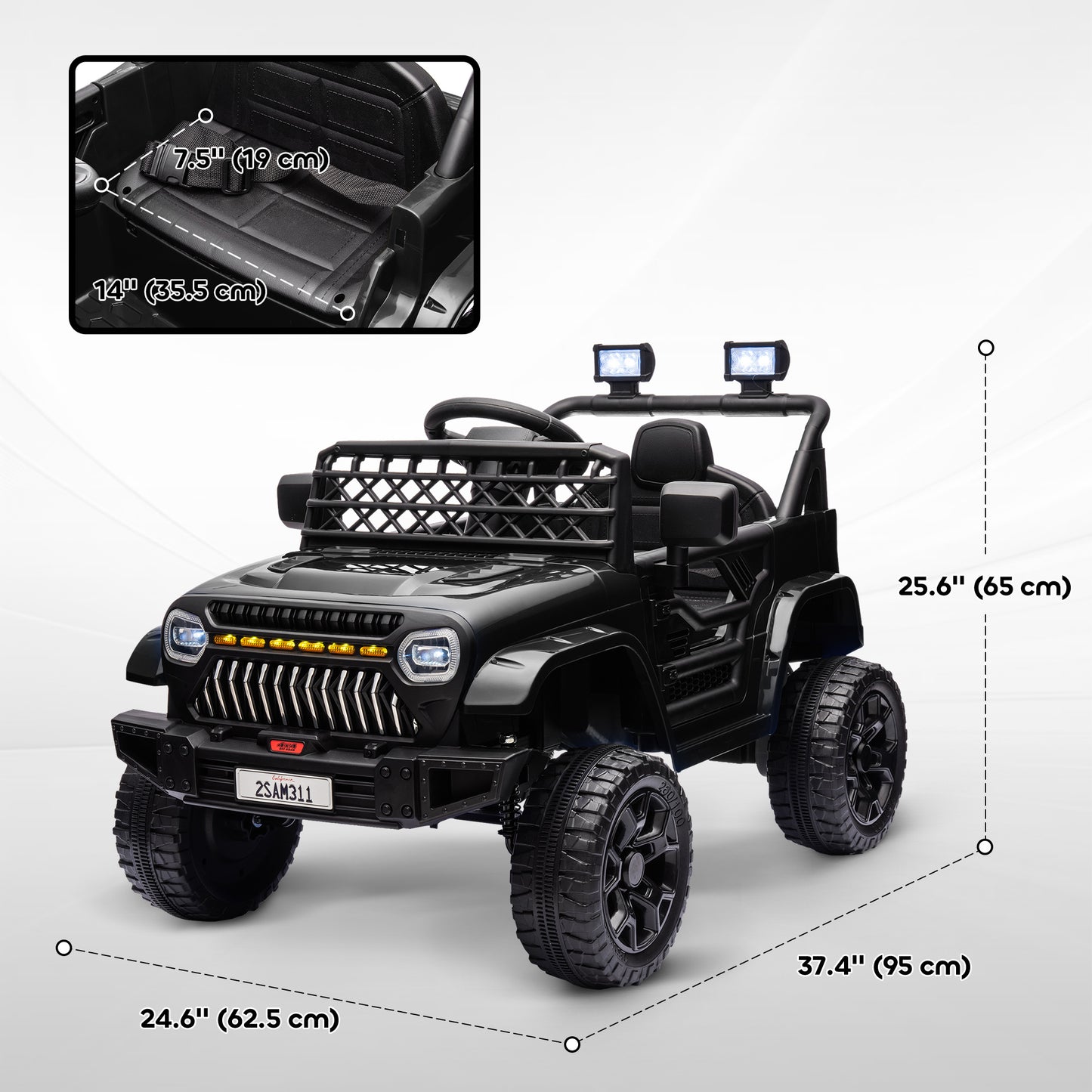 Camion électrique 12V télécommandé pour enfants avec suspension