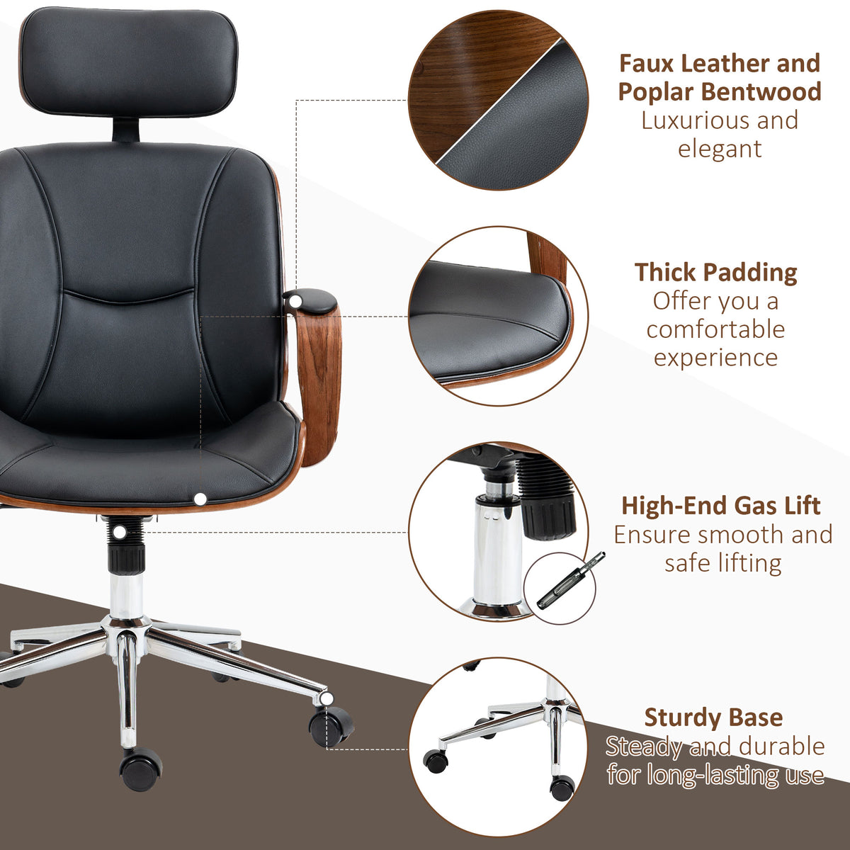 Chaise de bureau ergonomique en similicuir