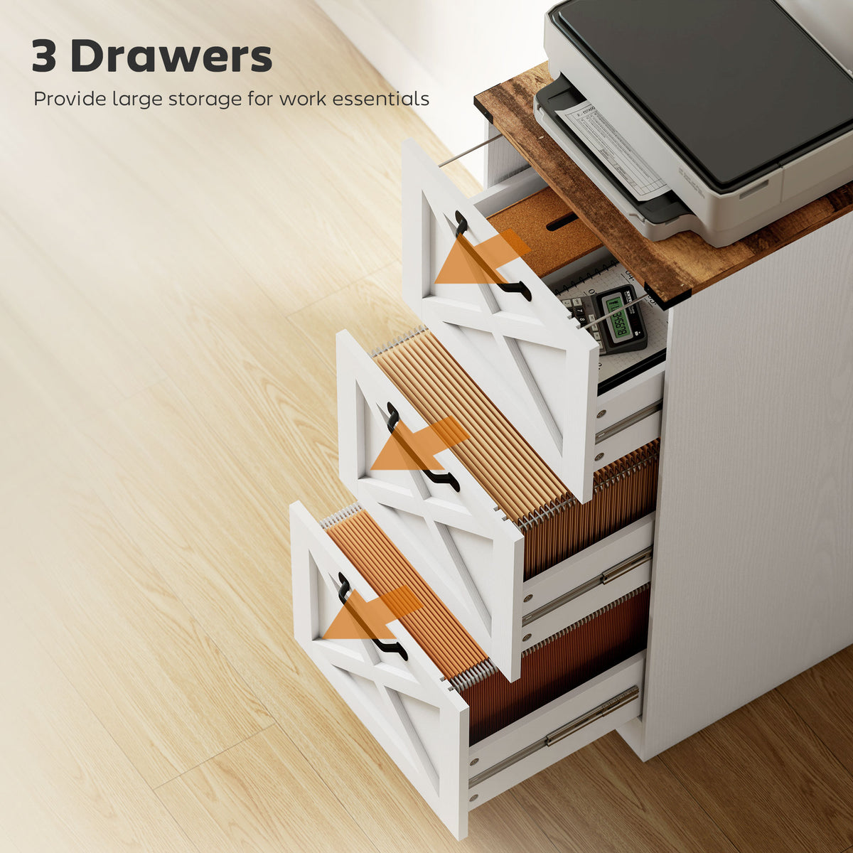 Classeur vertical style fermette 3 tiroirs