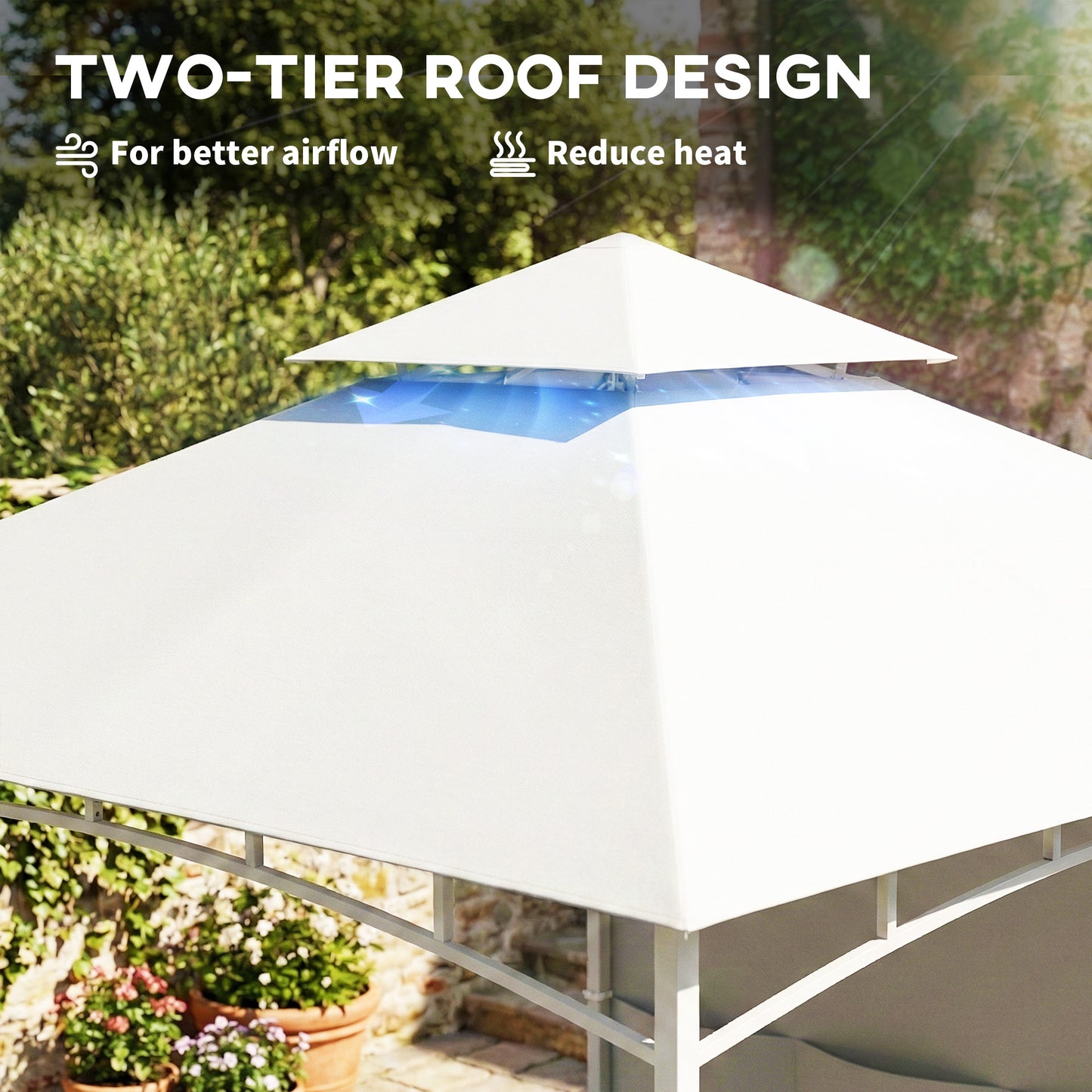 Gazébo patio double toit 3 x 3 m avec rangement
