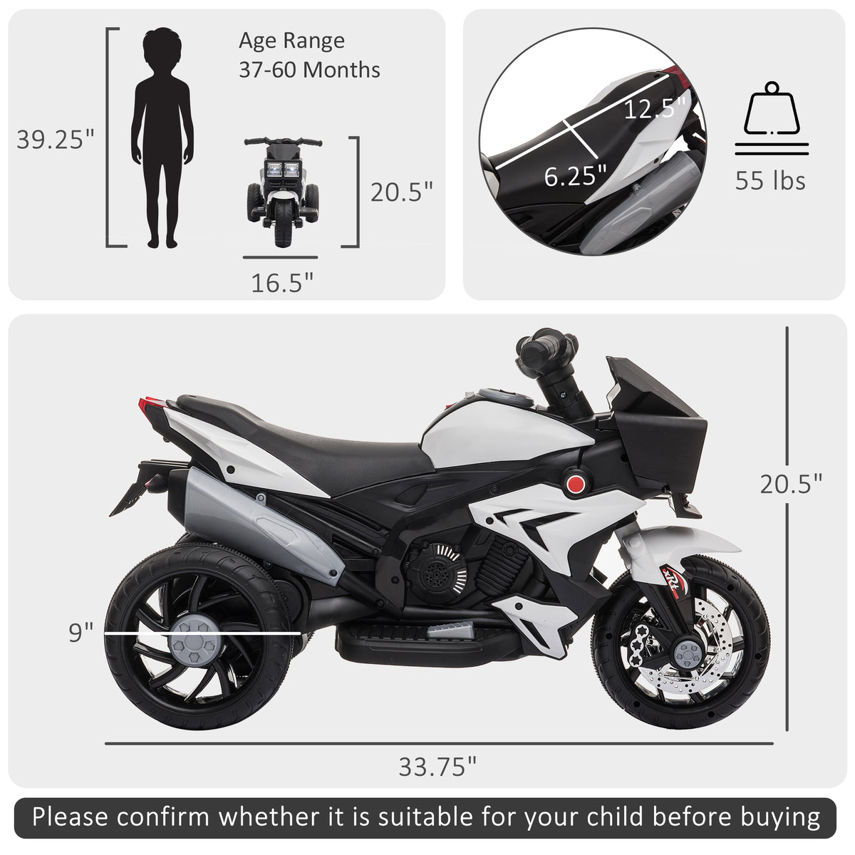 Moto électrique pour enfants 6V avec pédales musique phares