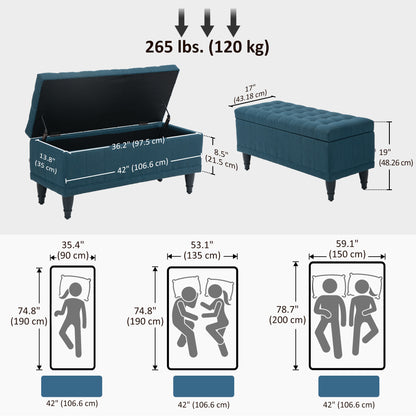 Banc de rangement capitonné en tissu