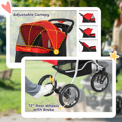 Poussette pour chiens 3 roues pliable avec auvent ajustable