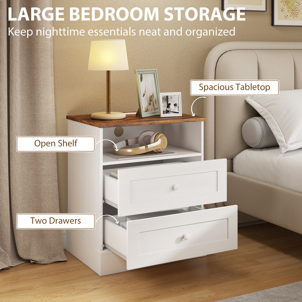 Tables de chevet avec station de recharge — Lot de 2