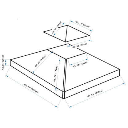Toile de remplacement double toit pour gazebo 3m x 3m