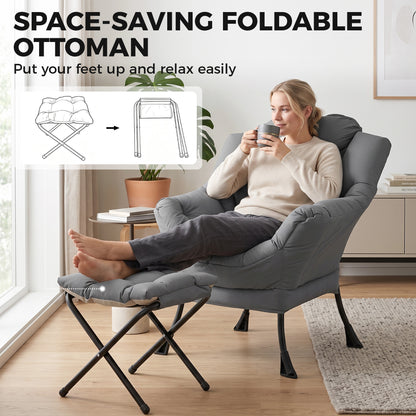 Chaise d'appoint capitonnée avec repose-pieds