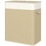 Panier à linge double 100L bambou avec couvercle