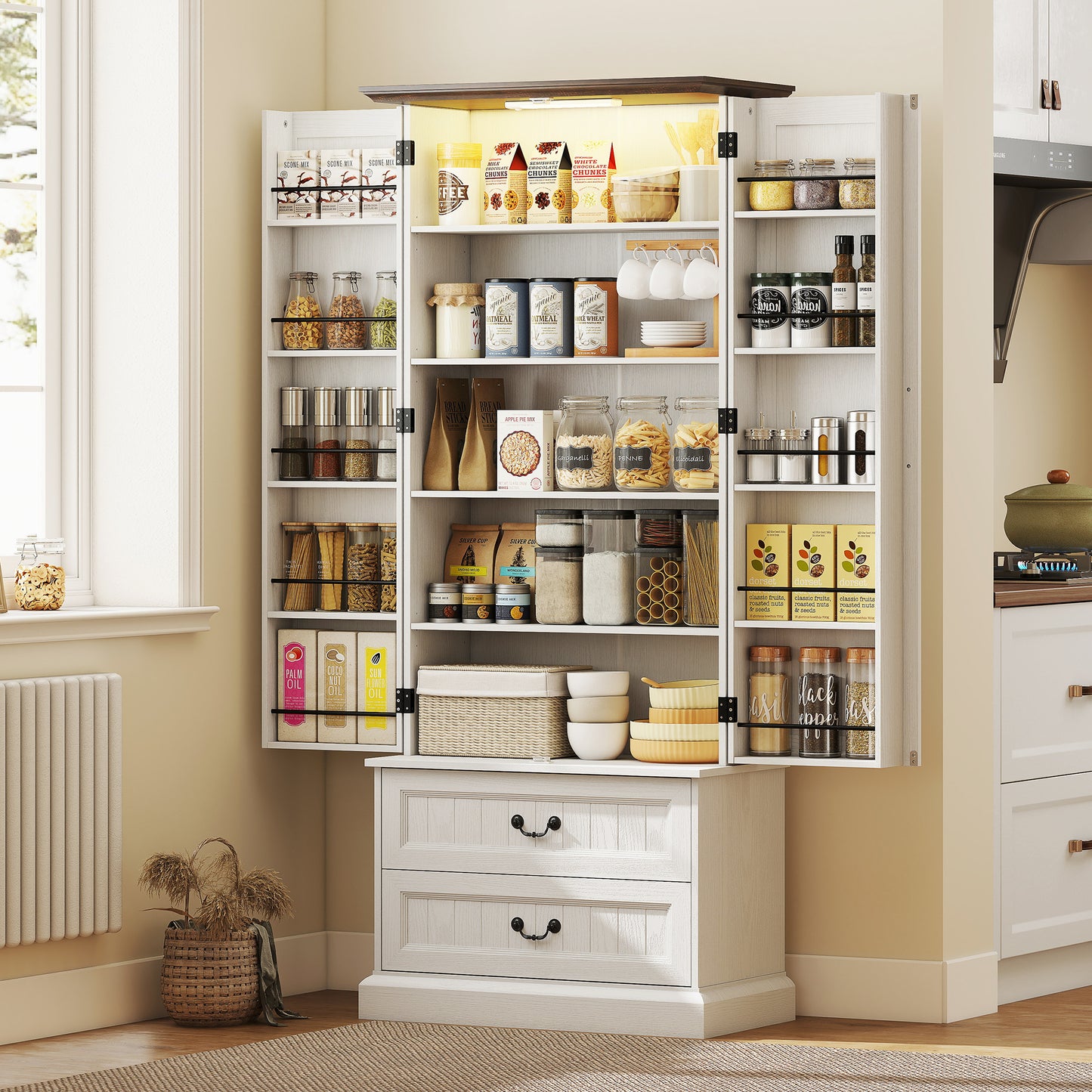 Armoire-buffet de cuisine avec lumière DEL capteur