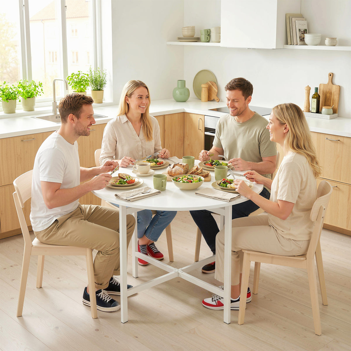 Table à manger pliante ronde pour petits espaces