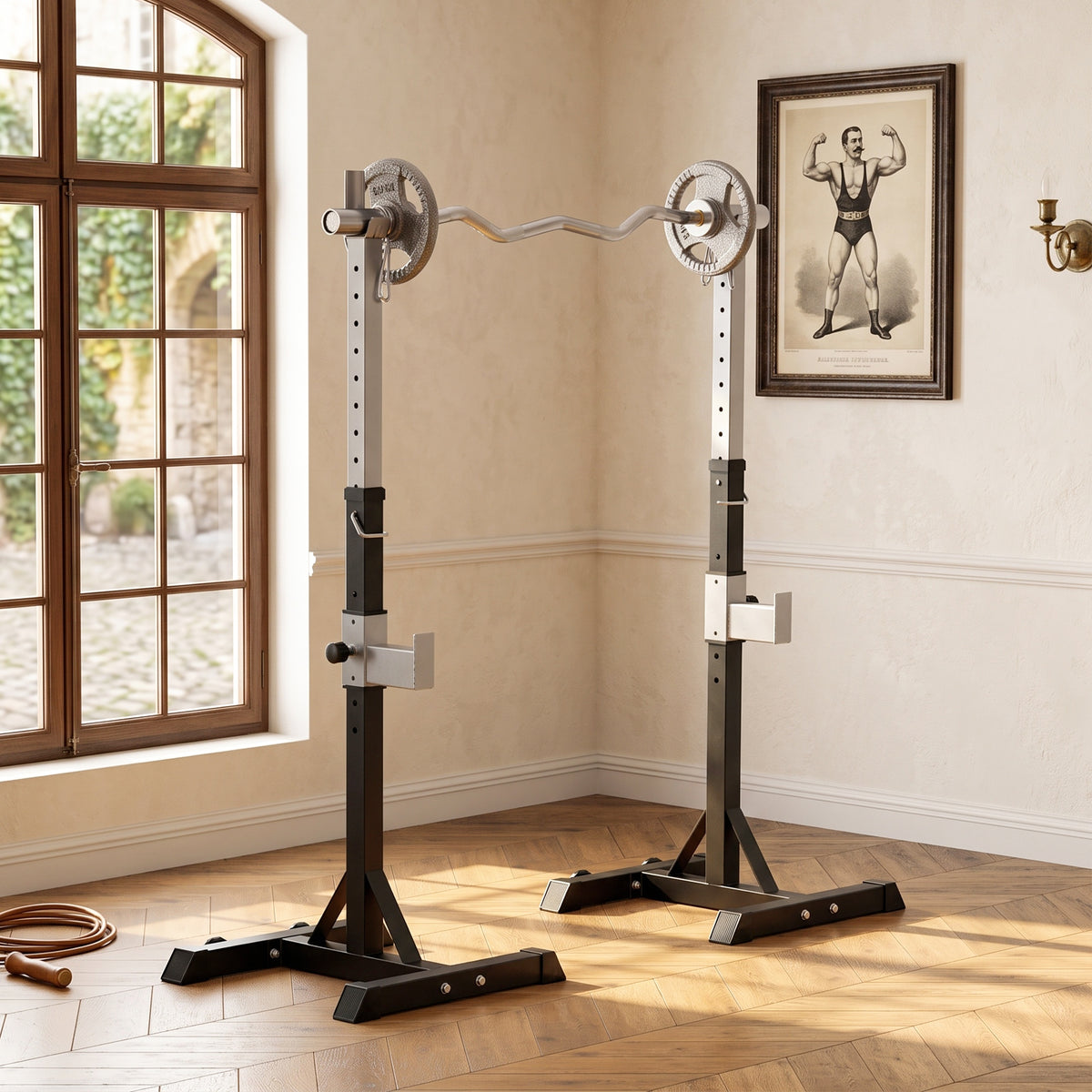 Support à squat ajustable robustesse acier — Lot de 2