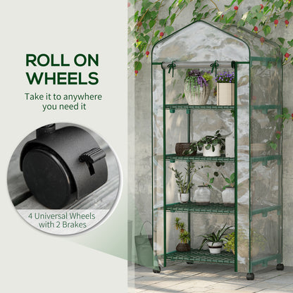 Serre portable 4 étages avec roues — transparent