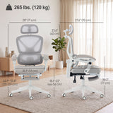 Chaise de bureau ergonomique en mailles avec appui-tête et repose-pieds