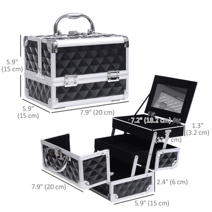 Mallette maquillage 3 étages miroir organisateur