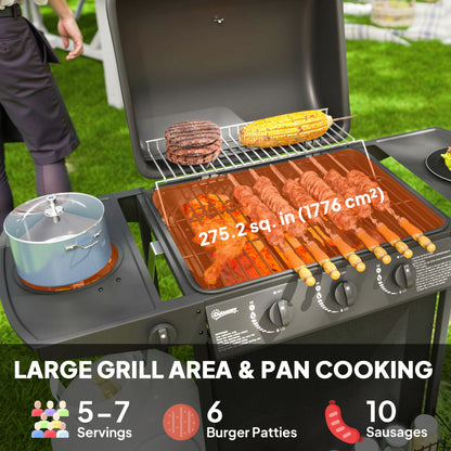 BBQ au Propane 3+1 Brûleurs Portable avec Brûleur Latéral