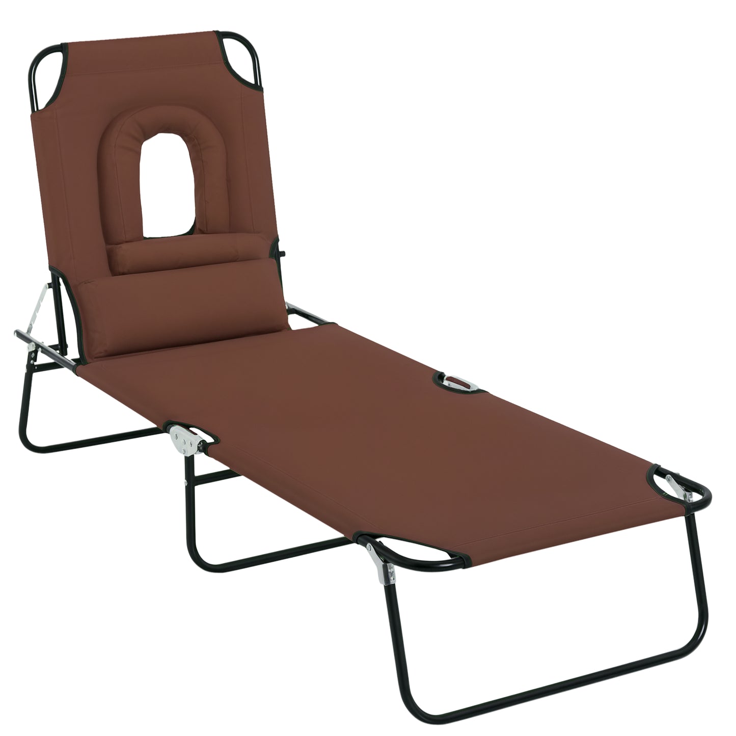 Chaise longue pliante avec trou visage ajustable