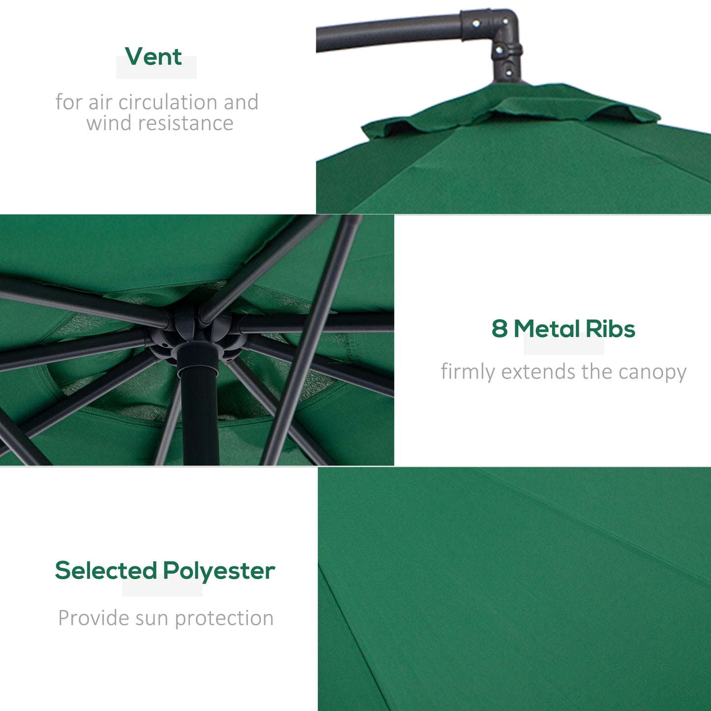Parasol déporté patio 10 pieds cantilever avec base croisée