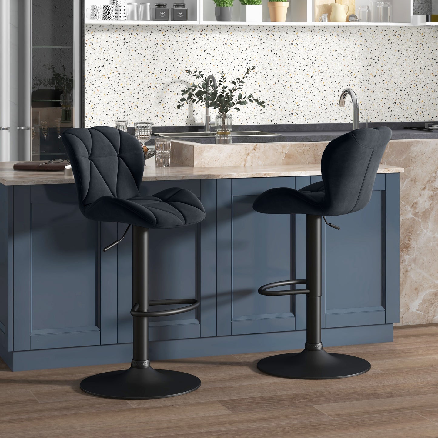 Tabourets de bar ajustables tissu ensemble de 2