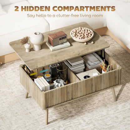 Table basse avec plateau relevable et rangement